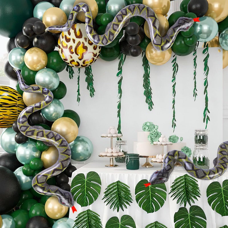 FUTUREPLUSX 3PCS Inflatable Fake Snake Toy, 39 inch Blow Up Pool Snake Floats for Jungle Safari Birthday Party Decorations, Reptile Theme & Inflatable Animals - Image 5